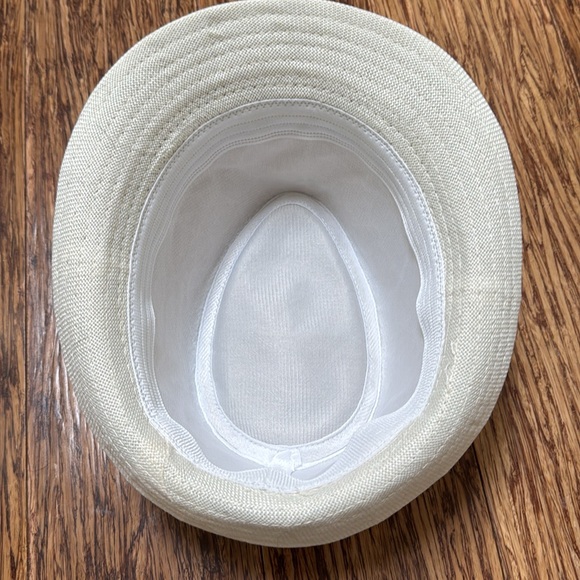 Vintage cream off-white black trim woven fabric fedora hat one size - Picture 8 of 13